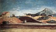 Paul Cezanne Le Percement de la voie ferree avec la montagne Sainte-Victoire oil painting on canvas